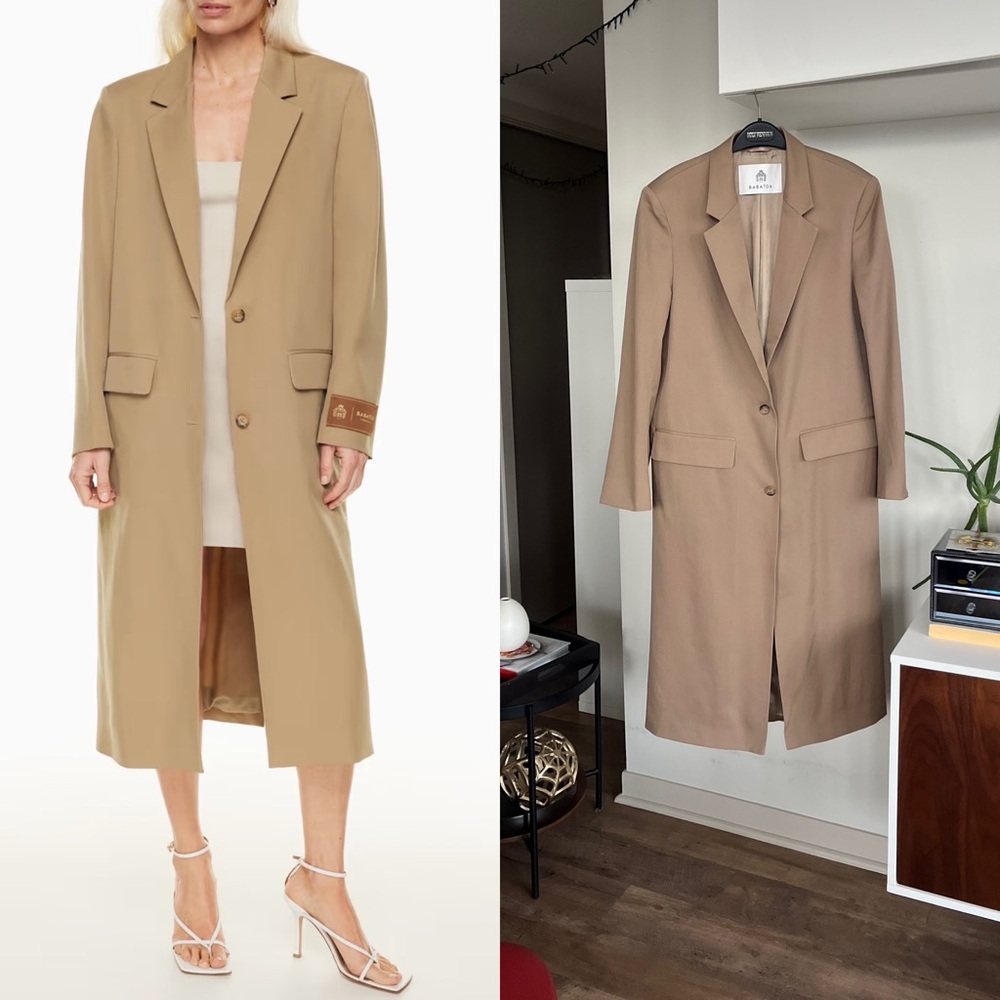 Aritzia Babaton O'hara Wool New Camel/Tan Formal Evening Business Trench Coat S - Picture 3 of 16